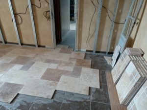 pose d'un travertin -taillan - février 2022